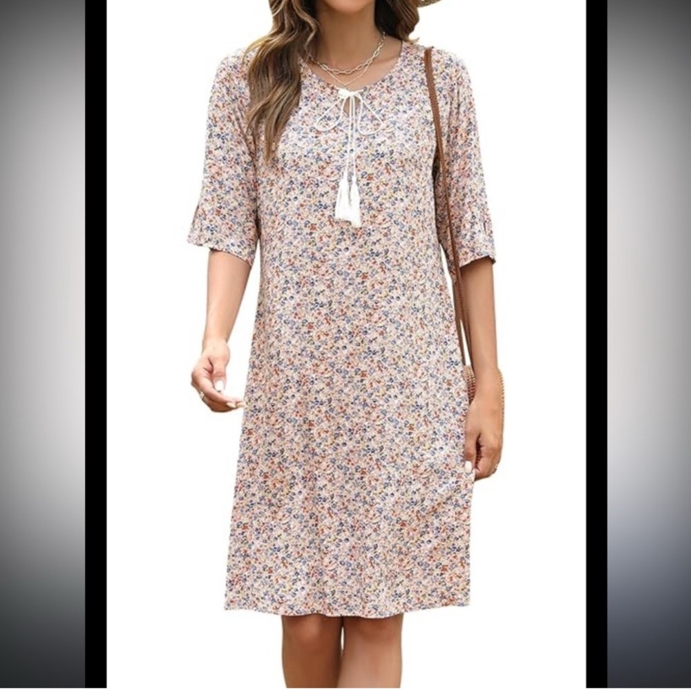 NWT Peach Floral Print Women's Dress